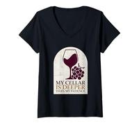 Femme Ma Cave à vin est Plus Profonde Que ma Patience T-Shirt avec Col en V
