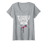 Femme Ma chanteuse préférée m'appelle maman, fête des mères T-Shirt avec Col en V
