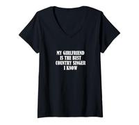 Femme Ma copine est la meilleure chanteuse country que je connaisse T-Shirt avec Col en V