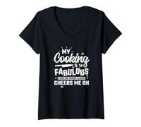Femme Ma Cuisine est Tellement Fabuleuse Cooking Kitchen T-Shirt avec Col en V