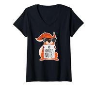 Femme Ma famille est dingue ! Écureuil drôle T-Shirt avec Col en V
