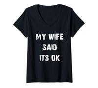 Femme Ma Femme a Dit Que c'était Bon T-Shirt avec Col en V