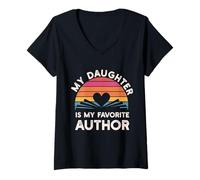 Femme Ma Fille est Mon auteur préféré, Maman fière de Mon père T-Shirt avec Col en V