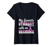Femme Ma Gymnaste préférée m'appelle Grand-mère T-Shirt avec Col en V