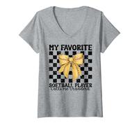 Femme Ma joueuse de softball préférée m'appelle grand-mère Softball Nana T-Shirt avec Col en V