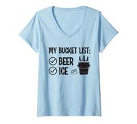 Femme Ma liste de Seau: Boire drôle de Glace et de bière T-Shirt avec Col en V