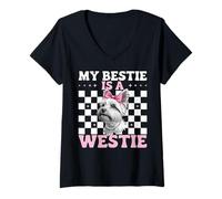 Femme Ma Meilleure Amie est Une Chienne Westie West Highland Terrier T-Shirt avec Col en V