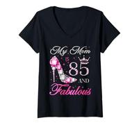 Femme Ma mère a 85 Ans et Fabuleux chapitre 85e Anniversaire pour Les Femmes T-Shirt avec Col en V