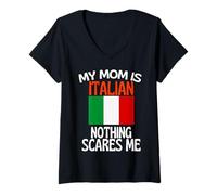 Femme Ma mère est Italienne Rien ne me Fait Peur drôle Maman T-Shirt avec Col en V