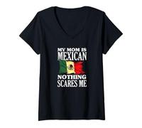 Femme Ma mère est Mexicaine, Rien ne m'effraie T-Shirt avec Col en V