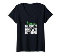 Femme Ma Nourriture est cultivée et Non végétarienne T-Shirt avec Col en V