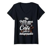 Femme Ma Petite Sœur Cadette comme Le Café Humour T-Shirt avec Col en V