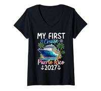 Femme Ma première croisière à Porto Rico 2027 T-Shirt avec Col en V