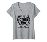 Femme Ma première fête des mères animée par Love & Chaos - Mama T-Shirt avec Col en V