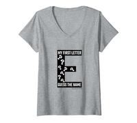 Femme Ma première lettre T-Shirt avec Col en V