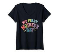 Femme Ma première tenue de fête des mères pour les nouvelles mamans T-shirt graphique mignon T-Shirt avec Col en V