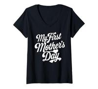 Femme Ma première tenue de fête des mères pour les nouvelles mamans T-shirt graphique mignon T-Shirt avec Col en V
