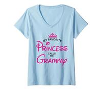 Femme Ma Princesse préférée m'appelle Grammy Daughter Fathers Day T-Shirt avec Col en V