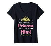 Femme Ma Princesse préférée m'appelle Mimi Mother Grandma Funny T-Shirt avec Col en V