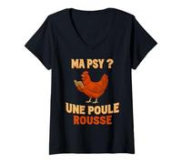 Femme Ma PSY Une Poule Rousse Cadeau Humour Jardinage Fermier T-Shirt avec Col en V
