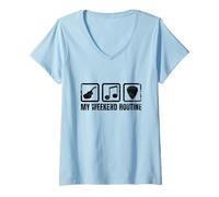 Femme Ma Routine du W nd Amoureux de la Guitare Guitariste T-Shirt avec Col en V