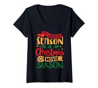 Femme Ma Saison préférée est la Saison des Films de Noël T-Shirt avec Col en V