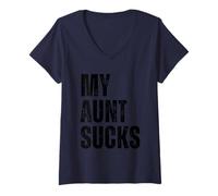 Femme Ma Tante est Nulle T-Shirt avec Col en V