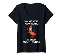 Femme Ma Viande va à 100% dans ta Bouche Aujourd'hui T-Shirt avec Col en V