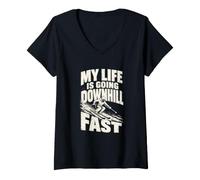Femme Ma Vie est Une Descente Rapide sur Une Piste de Ski T-Shirt avec Col en V