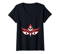Femme Maa Kali Yeux Divin Féminin Shakti Méditation Spirituelle T-Shirt avec Col en V