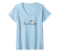 Femme Macareux d'Islande avec Drapeau en Forme de cœur - Souvenir Arctique Mignon T-Shirt avec Col en V