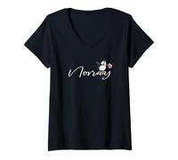 Femme Macareux norvégien avec Drapeau en Forme de cœur - Souvenir Arctique Mignon T-Shirt avec Col en V