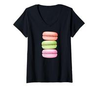 Femme Macaron Lover Macaron Vintage Paris France Cookie Macaron T-Shirt avec Col en V