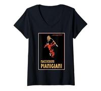 Femme Macceroni Pianigiani Clown Mangeant des Spaghettis avec Une T-Shirt avec Col en V