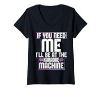 Femme Machine à karaoké drôle pour karaoké et chanteurs T-Shirt avec Col en V
