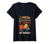 Femme Maçon Qui murmure aux Briques T-Shirt avec Col en V