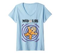 Femme Mad Libs Falling Character with Spiral Vortex T-Shirt avec Col en V
