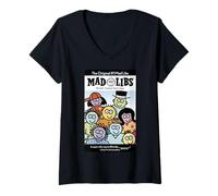Femme Mad Libs Original Cast Group Colorful Faces T-Shirt avec Col en V