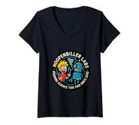 Femme Mad Science Lab Robot Graphique Humoristique T-Shirt avec Col en V