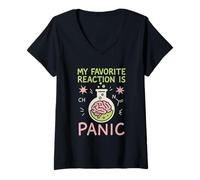 Femme Mad Scientist Chaos Control Chimie Humour Cadeau T-Shirt avec Col en V