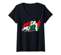 Femme Mada Mode Madagascar Streetwear Island Vibes African Pride T-Shirt avec Col en V