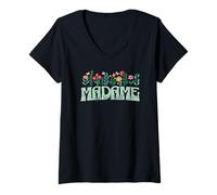 Femme Madame Je Sais Tout - Cadeau Humour Femme collègue Bureau T-Shirt avec Col en V