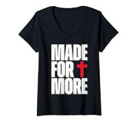 Femme Made for More Cross Christian Faith Purpose Driven Life T-Shirt avec Col en V