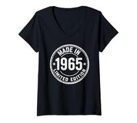 Femme "Made in 1965" 60ème anniversaire édition vintage T-Shirt avec Col en V
