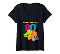 Femme Made in 80s, Vintage 80's, I Love 80's Era Graphic Design T-Shirt avec Col en V