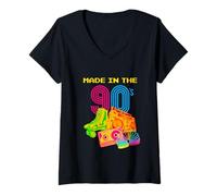 Femme Made in 90s, Vintage 90's, I Love 90's Era Graphic Design T-Shirt avec Col en V
