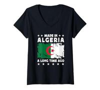 Femme Made in Algeria a Long Time Ago Proud Algerian Algeria Flag T-Shirt avec Col en V