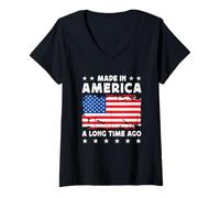 Femme Made in America a Long Time Ago Proud American America Flag T-Shirt avec Col en V