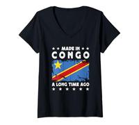 Femme Made in Congo a Long Time Ago Proud Congolese Congo Flag T-Shirt avec Col en V