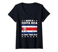 Femme Made in Costa Rica a Long Time Ago Costa Rican Flag T-Shirt avec Col en V